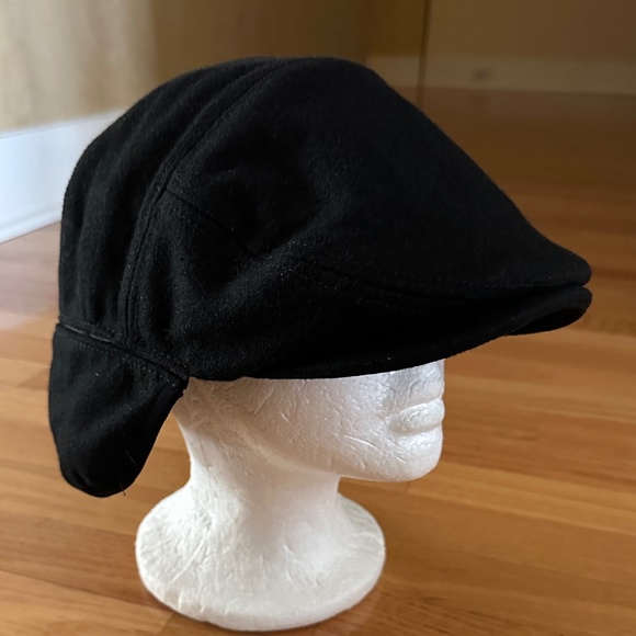 Epoch Hats Company Mens Newsboy Black Wool Hat Ear Flaps Size Large - Picture 7 of 14